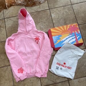 Pink Palm Puff Hoodie Pink Size M New With Box And Bag